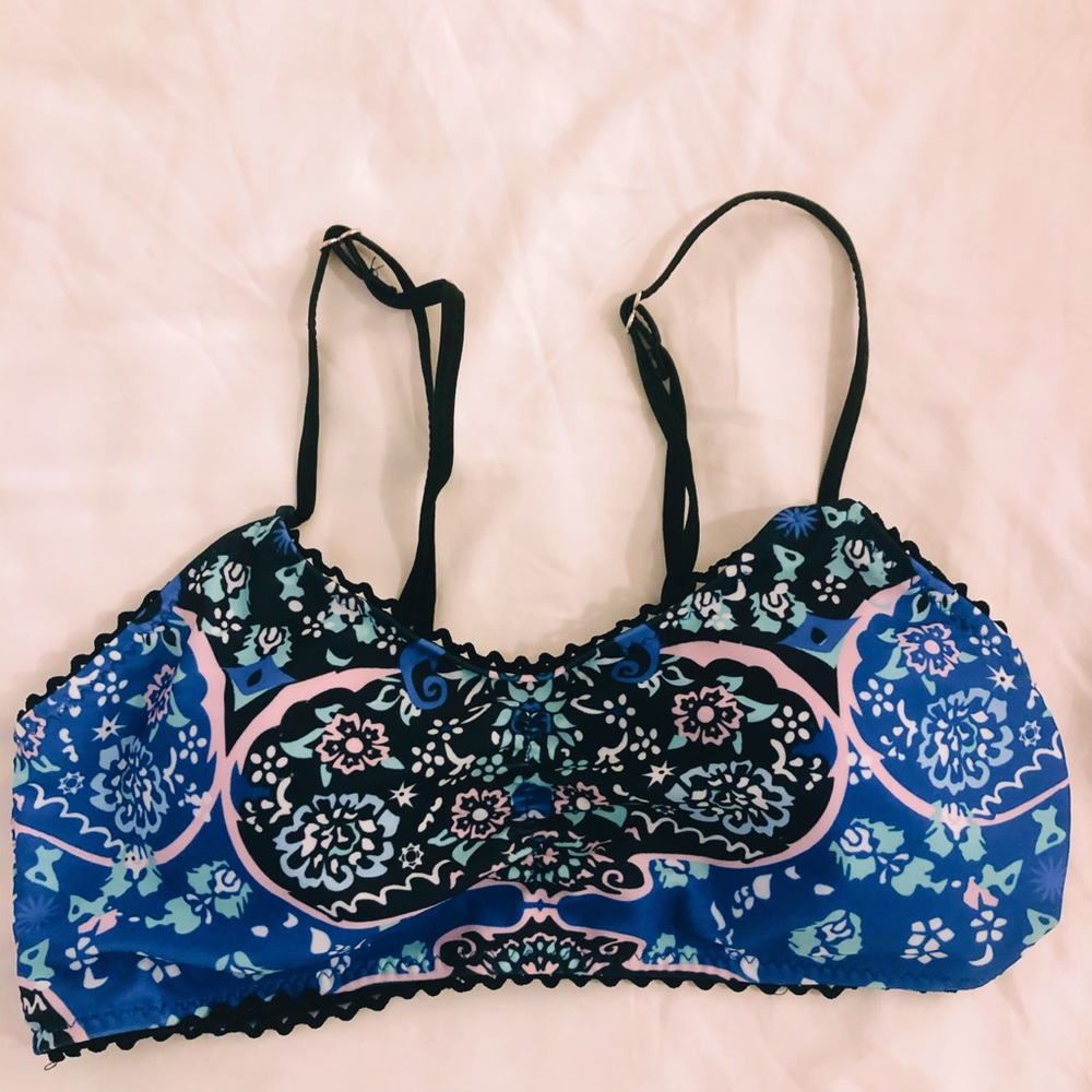 Blue design bikini top